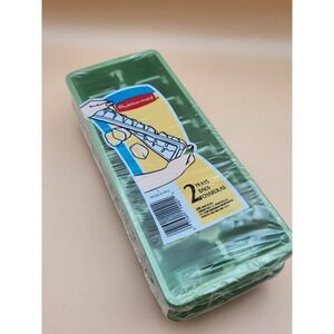 Rubbermaid Vintage 1995 90s Apple Green Plastic Ice Cube Tray 2 Pc Set NOS NEW